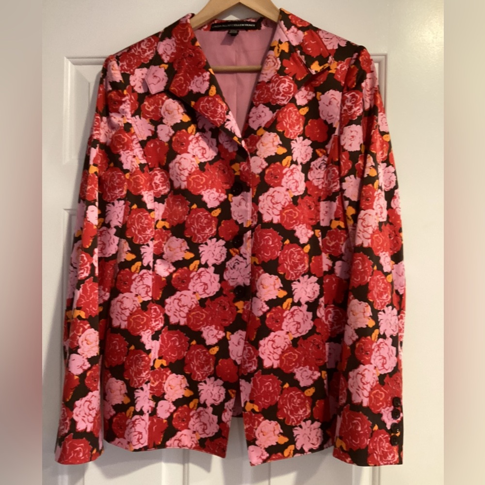 Linda Allard For Ellen Tracy Floral Satin Blazer 8